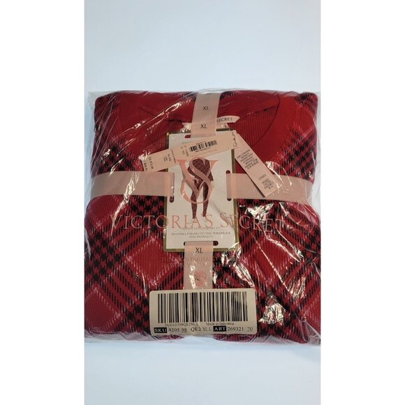 Victoria's Secret Thermal Long Pajama Set Red/Black , Medium ,XLarge New - Picture 3 of 7